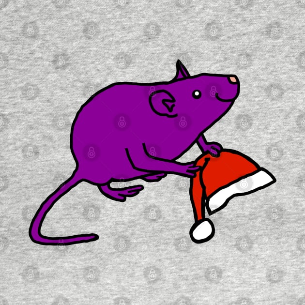 Purple Rat holding Christmas Santa Hat by ellenhenryart